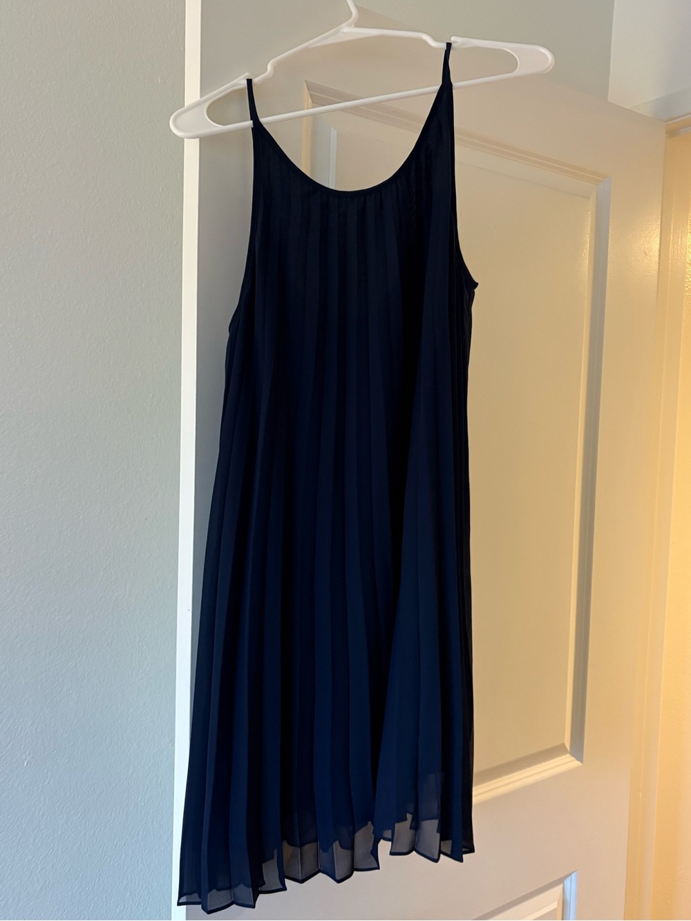 BCBG Women's Navy Pleated Spaghetti Strap Dress